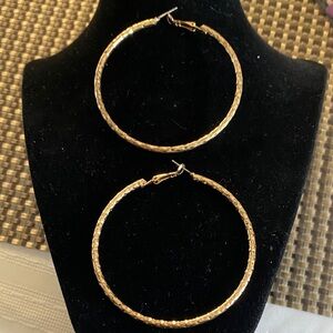 Textured Gold Hoop Earrings for Women — Classic Hoop Pair